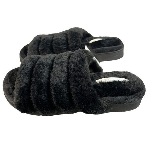 NWT ABOUND Black Wynter-Fab‎ Faux Fur Slippers (M-7/8) - Picture 7 of 7